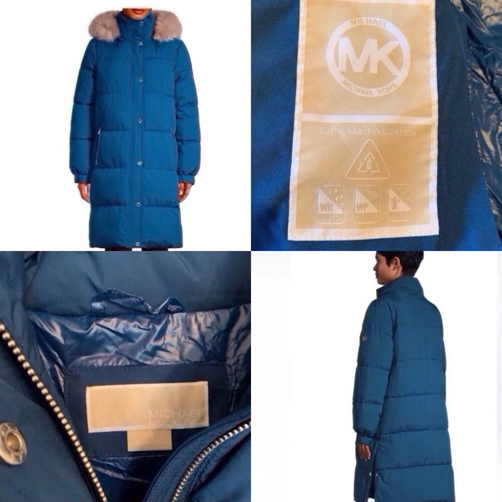NWT Michael Kors Puffer Jacket Size L River Blue color